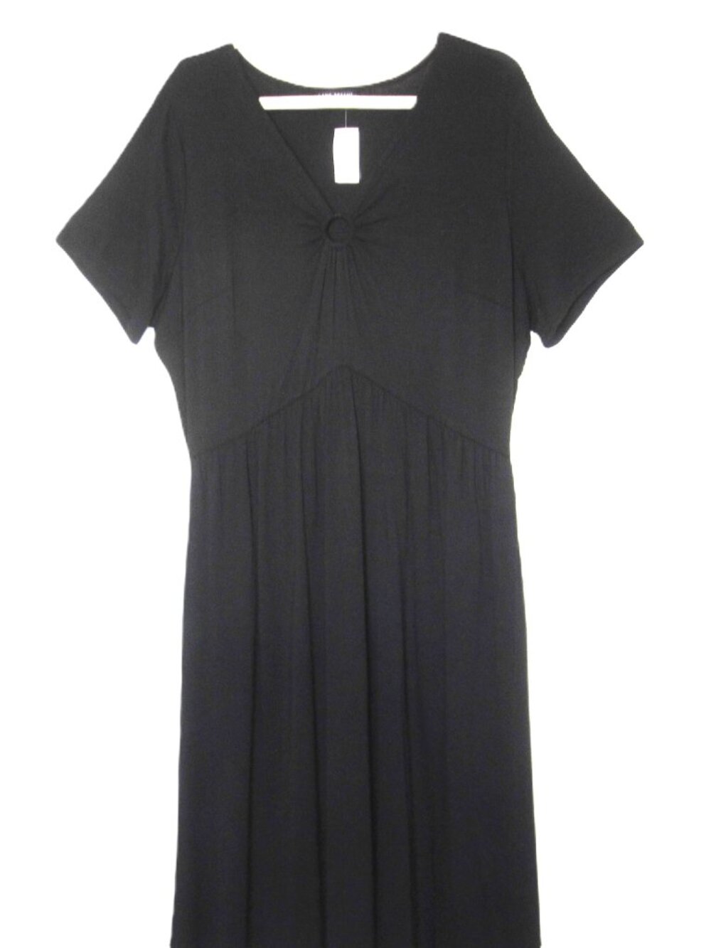 Lane Bryant NEW Plus Size 18 20 Midi Dress Solid Black Keyhole V Neck Rayon Knit